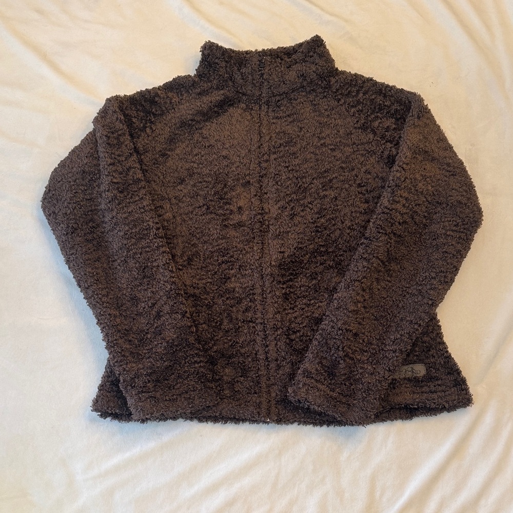 Black Diamond Fuzzy Textured Fleece Jacket, sz M